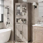 Tall Bathroom Cabinet Freestanding Linen Storage Cabinet with Doors and Adjustable Shelves 67H Kitchen Pantry Cabinet for Living Room