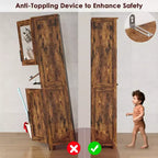 Armadietto da bagno alto, mobiletto indipendente per la biancheria con ante e ripiani regolabili, 170 cm H, per soggiorno o dispensa da cucina