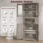 Armadietto da bagno alto, mobiletto indipendente per la biancheria con ante e ripiani regolabili, 170 cm H, per soggiorno o dispensa da cucina