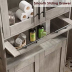 Armadietto da bagno alto, mobiletto indipendente per la biancheria con ante e ripiani regolabili, 170 cm H, per soggiorno o dispensa da cucina