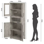 Armadietto da bagno alto, mobiletto indipendente per la biancheria con ante e ripiani regolabili, 170 cm H, per soggiorno o dispensa da cucina