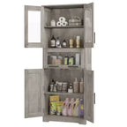 Armadietto da bagno alto, mobiletto indipendente per la biancheria con ante e ripiani regolabili, 170 cm H, per soggiorno o dispensa da cucina