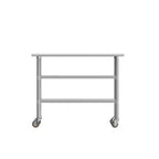 Tavolo da preparazione e lavoro Rawcliffe in acciaio inossidabile certificato NSF 24x 48 con 2 ripiani inferiori in acciaio zincato e 4 ruote con 2 bloccabili