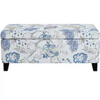 Pouf contenitore rettangolare Madison in legno contemporaneo e imbottito con motivo floreale