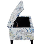 Pouf contenitore rettangolare Madison in legno contemporaneo e imbottito con motivo floreale