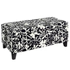 Pouf contenitore rettangolare Madison in legno contemporaneo e imbottito con motivo floreale