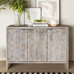 Accent Cabinet Farmhouse Style 3 Door Wooden Cabinet Sideboard Buffet Server Cabinet Storage Cabinet