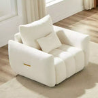 39.7Modern Teddy Fabric Sofa - Upholstered Lounge Chair with One Pillow, Ideal for Apartment, Office, Living Room, and Bedroom