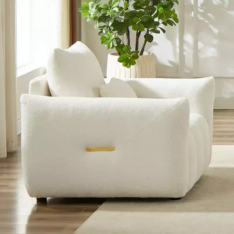39.7Divano moderno in tessuto Teddy - Poltrona imbottita con un cuscino, ideale per appartamento, ufficio, soggiorno e camera da letto