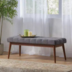 Poggiapiedi Flora Mid Century Modern 44 Rivestito con Trapuntatura in Legno di Gomma