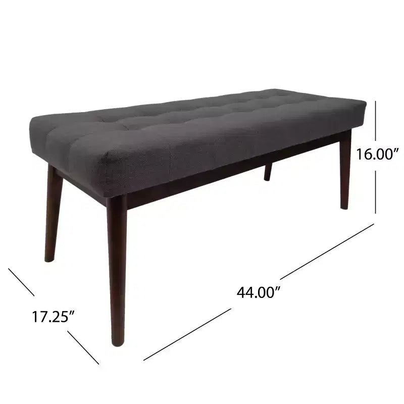 Poggiapiedi Flora Mid Century Modern 44 Rivestito con Trapuntatura in Legno di Gomma
