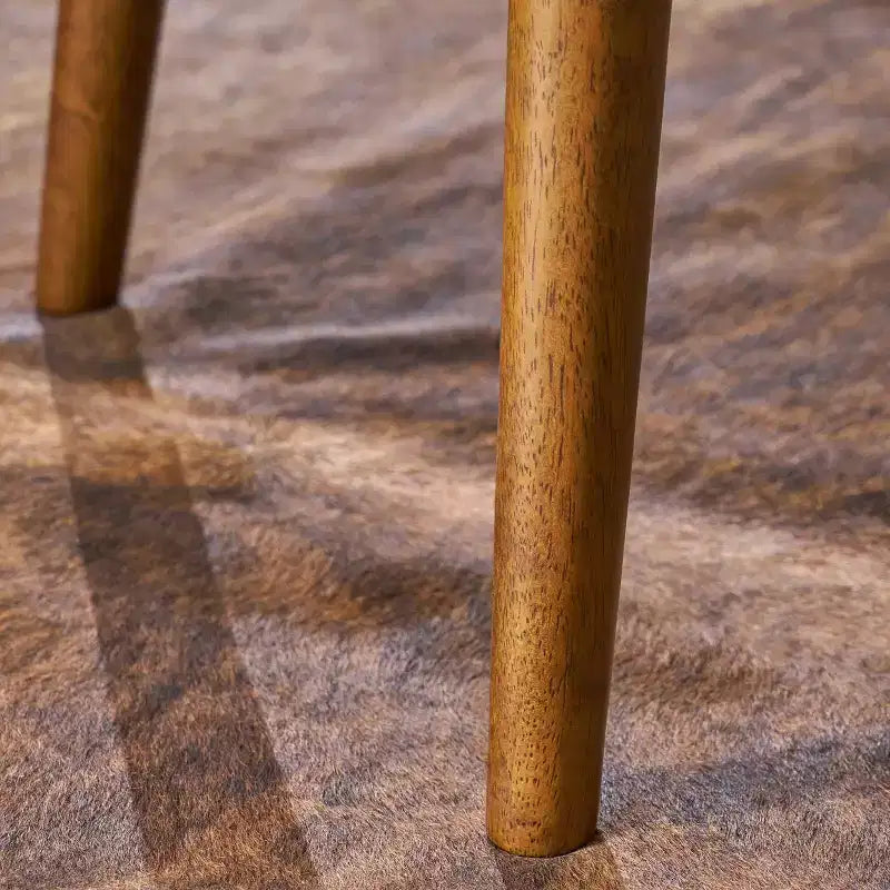 Poggiapiedi Flora Mid Century Modern 44 Rivestito con Trapuntatura in Legno di Gomma