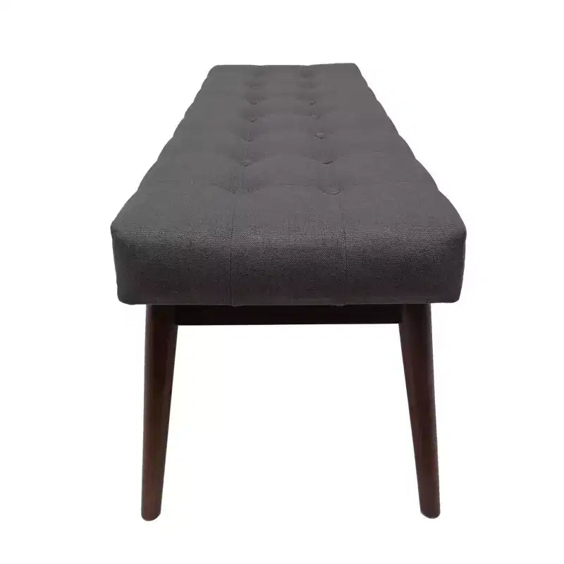 Poggiapiedi Flora Mid Century Modern 44 Rivestito con Trapuntatura in Legno di Gomma
