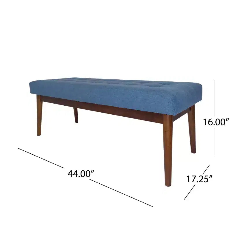 Poggiapiedi Flora Mid Century Modern 44 Rivestito con Trapuntatura in Legno di Gomma