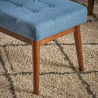 Poggiapiedi Flora Mid Century Modern 44 Rivestito con Trapuntatura in Legno di Gomma
