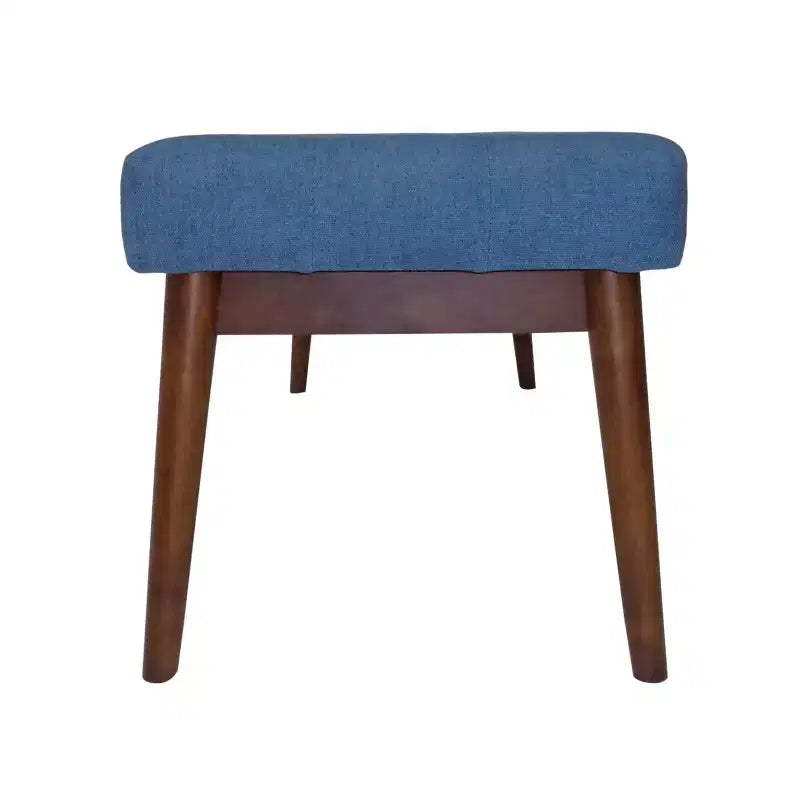 Poggiapiedi Flora Mid Century Modern 44 Rivestito con Trapuntatura in Legno di Gomma