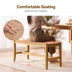Panca in Rattan, Panca in Rattan di Legno da 40", Panca da Ingresso con Gambe in Legno di Quercia, Panca Bohemien per Piedi del Letto della Camera da Letto con Rattan Intrecciato a Mano