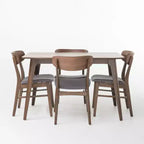 Set da pranzo Iriat Mid Century Modern 5 pezzi in legno rivestito in tessuto