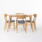 Set da pranzo Iriat Mid Century Modern 5 pezzi in legno rivestito in tessuto