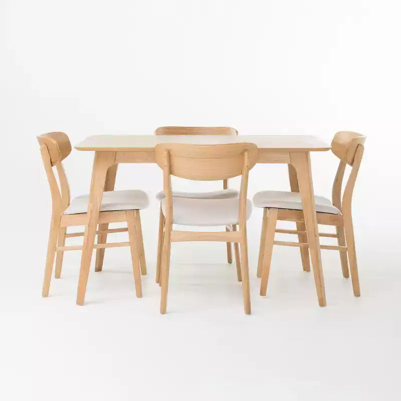 Set da pranzo Iriat Mid Century Modern 5 pezzi in legno rivestito in tessuto