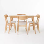 Set da pranzo Iriat Mid Century Modern 5 pezzi in legno rivestito in tessuto