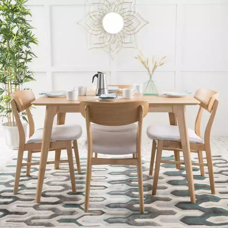 Set da pranzo Iriat Mid Century Modern 5 pezzi in legno rivestito in tessuto