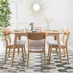 Set da pranzo Iriat Mid Century Modern 5 pezzi in legno rivestito in tessuto