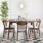 Set da pranzo Iriat Mid Century Modern 5 pezzi in legno rivestito in tessuto