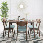 Set da pranzo Iriat Mid Century Modern 5 pezzi in legno rivestito in tessuto