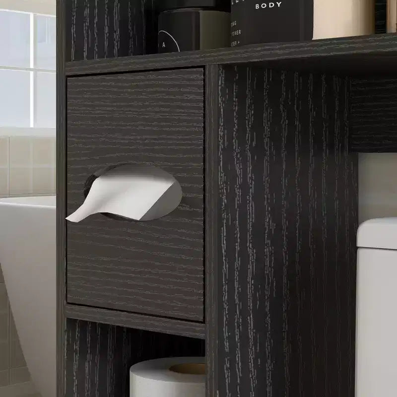Armadietto da bagno salvaspazio da posizionare sopra il WC, stile rustico, con ante a fienile, ripiano regolabile, porta rotolo di carta igienica