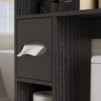 Armadietto da bagno salvaspazio da posizionare sopra il WC, stile rustico, con ante a fienile, ripiano regolabile, porta rotolo di carta igienica