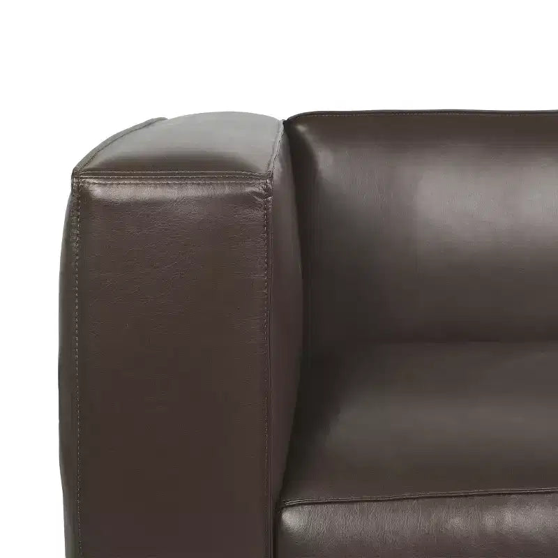 Divano a 3 Posti Kaia 80 Moderno con Braccioli Quadrati in Similpelle e Gambe in Legno di Betulla