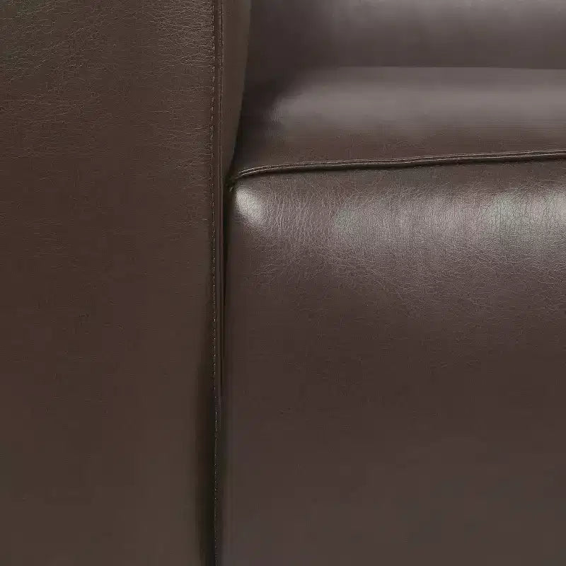 Divano a 3 Posti Kaia 80 Moderno con Braccioli Quadrati in Similpelle e Gambe in Legno di Betulla