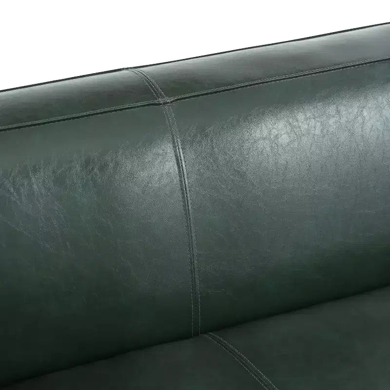 Divano a 3 Posti Kaia 80 Moderno con Braccioli Quadrati in Similpelle e Gambe in Legno di Betulla