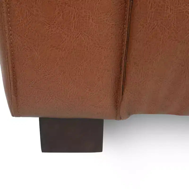 Divano a 3 Posti Kaia 80 Moderno con Braccioli Quadrati in Similpelle e Gambe in Legno di Betulla