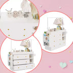 Cassettiera moderna con fasciatoio, fasciatoio per bambini con 3 cassetti extra profondi, ripiani e appendini