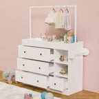 Cassettiera moderna con fasciatoio, fasciatoio per bambini con 3 cassetti extra profondi, ripiani e appendini