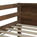 Letto a castello singolo su singolo con testiera e pediera a pannelli, struttura del letto a castello in legno di gomma con sponde e scaletta, quercia anticata