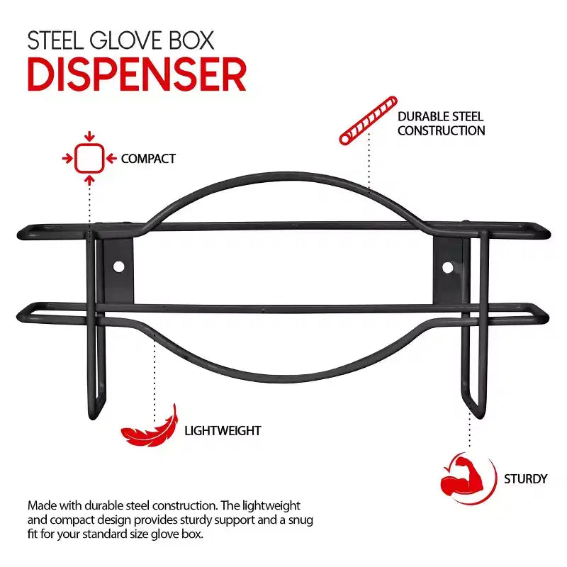 Dispenser per guanti singolo in metallo nero Stock Your Home, capacità 40 pezzi, mensola per fazzoletti, porta guanti da parete per cucina, armadio, laboratorio, studio medico, ufficio