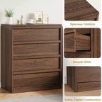 Cassettiera a 4 cassetti per camera da letto, armadietto organizer in legno con cassetti grandi, comodino per soggiorno o ingresso, noce