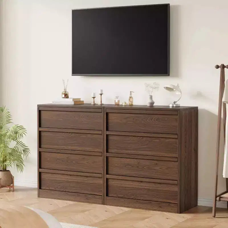 Cassettiera a 4 cassetti per camera da letto, armadietto organizer in legno con cassetti grandi, comodino per soggiorno o ingresso, noce