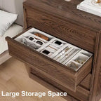 Cassettiera a 4 cassetti per camera da letto, armadietto organizer in legno con cassetti grandi, comodino per soggiorno o ingresso, noce