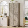 Armadietto dispensa da cucina alto e moderno da 178 cm, mobiletto indipendente con 4 ante e 3 ripiani regolabili, armadietto versatile per cucina e bagno