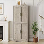 Armadietto dispensa da cucina alto e moderno da 178 cm, mobiletto indipendente con 4 ante e 3 ripiani regolabili, armadietto versatile per cucina e bagno