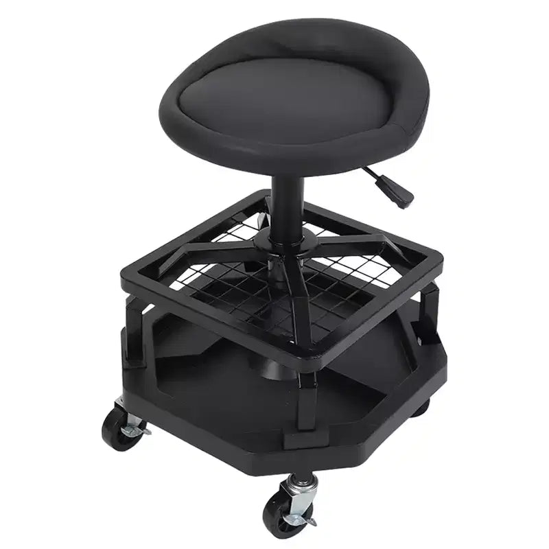 Rolling Garage Stool, Adjustable Height 330LBS Capacity Mechanic Stool, 360 Swivel Wheels Padded Shop Seat, Heavy Duty Work Bench for Workshop
