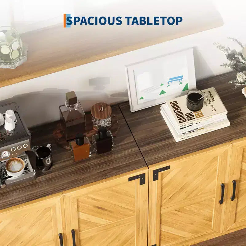 31.5 Mobile Buffet Credenza con Contenitore, Mobile Contenitore Buffet da Cucina Bar Caffè con Ante e Ripiano Regolabile, per Soggiorno e Sala da Pranzo
