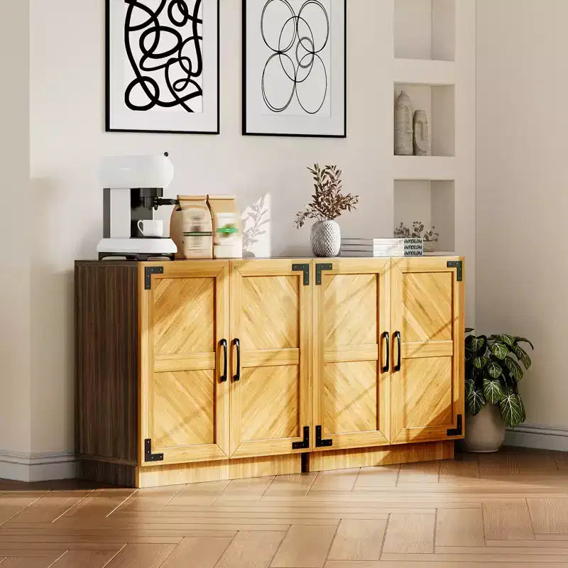 31.5 Mobile Buffet Credenza con Contenitore, Mobile Contenitore Buffet da Cucina Bar Caffè con Ante e Ripiano Regolabile, per Soggiorno e Sala da Pranzo