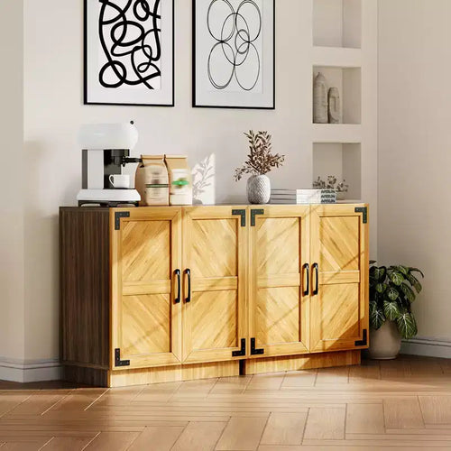 31.5 Mobile Buffet Credenza con Contenitore, Mobile Contenitore Buffet da Cucina Bar Caffè con Ante e Ripiano Regolabile, per Soggiorno e Sala da Pranzo