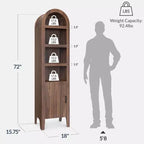 Armadietto sottile e alto da 72" con ripiani regolabili, libreria moderna a 4 ripiani con arco