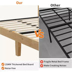 Struttura letto a piattaforma in rattan e legno quadrata, misura Twin, testiera in rattan naturale, non necessita di box spring, facile montaggio